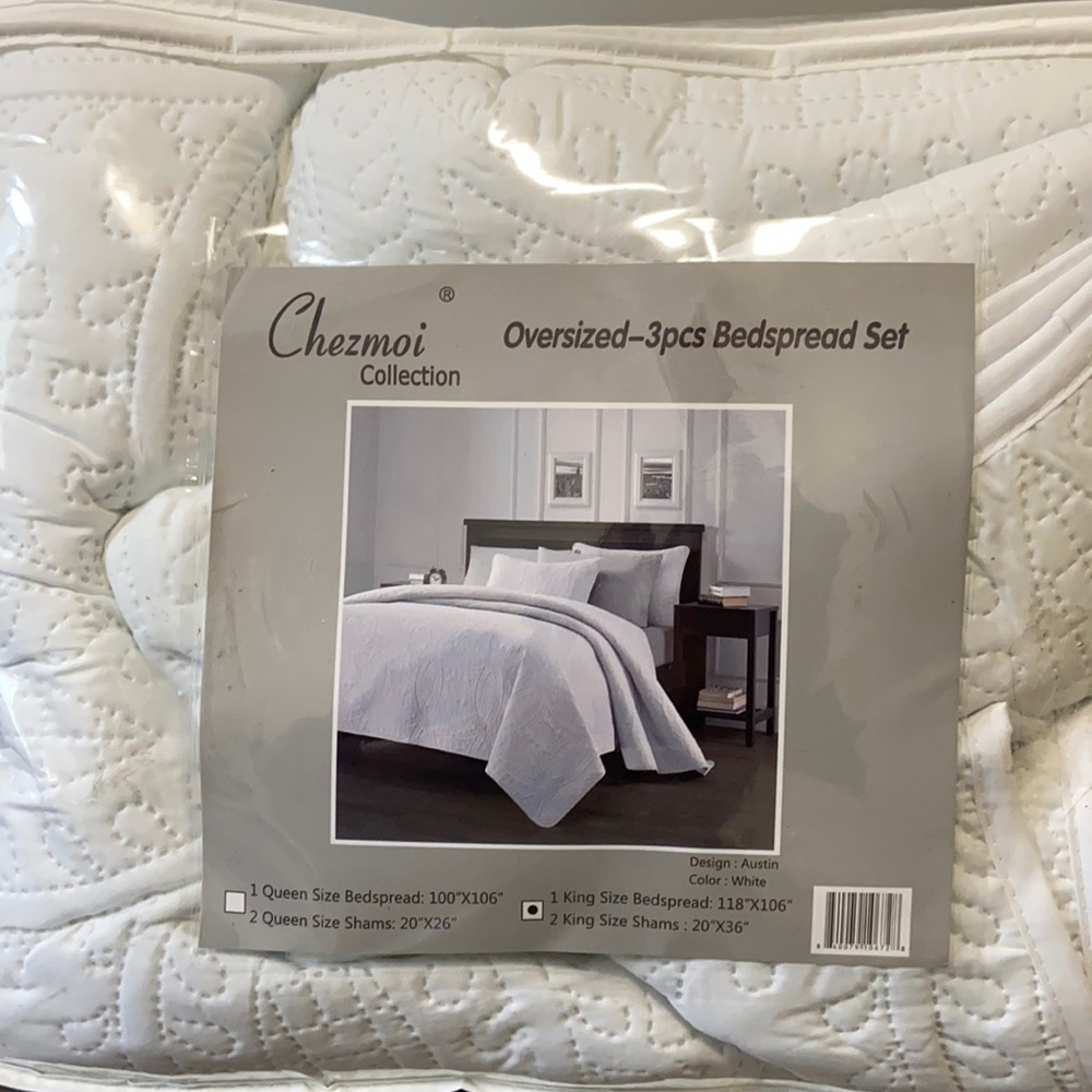 Oversized 3 piece bedspread set